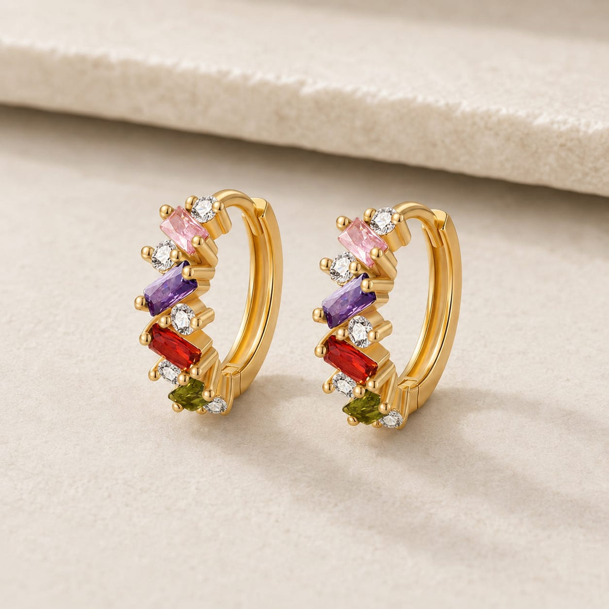 Gemstone Glow Huggie Hoops