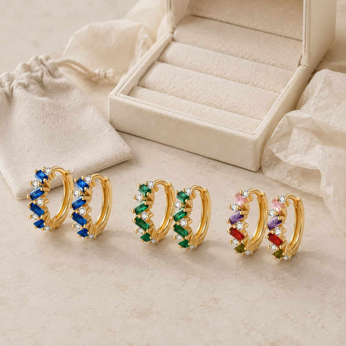 Gemstone Glow Huggie Hoops
