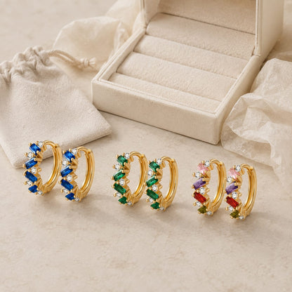 Gemstone Glow Huggie Hoops