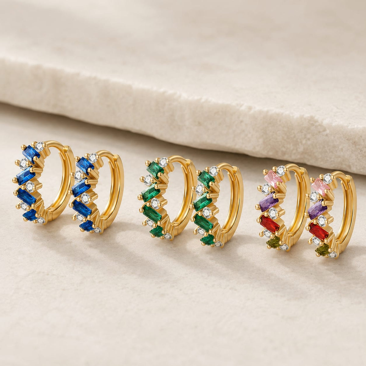Gemstone Glow Huggie Hoops
